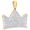 10K Yellow Gold Diamond King Crown Royalty Hat Pendant 1" Pave Charm 0.71 CT.