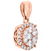 14K Rose Gold Cluster Diamond 4 Prong Flower Pendant 0.70" Ladies Charm 0.25 CT.