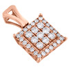 14K Rose Gold Cluster Diamond Halo Square Pendant Ladies 4 Prong Charm 0.25 CT.