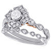 14K White & Rose Gold Solitaire Diamond Engagement + Wedding Bridal Set 0.75 CT.