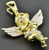 Genuine Diamond Mini Angel Pendant 10K Yellow Gold 2.02 Inch Charm 0.45 Ct
