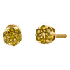 10K Yellow Gold Unisex Canary Yellow Diamond Flower Studs 5mm Earrings 1/4 CT.