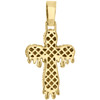 10K Yellow Gold Mens Diamond 3D Dome Drip Cross Pendant 1.70" Pave Charm 1.70 CT