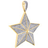 10K Yellow Gold Mens Diamond 3D Dome Iced Star Pendant 1.85" Pave Charm 0.97 CT.