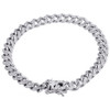 10K White Gold 8mm Solid Miami Cuban Box Clasp Simulated Diamond Bracelet 8.25"