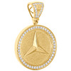 10K Yellow Gold Mens Real Diamond Mercedes Medallion Pendant 1.85" Charm 1.24 CT