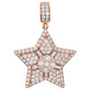 14K Rose Gold Baguette Diamond Double Star Cluster Pendant 1.65" Charm 2.83 CT.