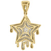 10K Yellow Gold Double Tier Diamond Star Drip Pendant 1.40" Pave Charm 0.68 CT.