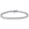 Ladies 10K White Gold Fancy S Link Diamond Solitaire Tennis 7" Bracelet  3 CT.