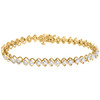 Ladies 10K Yellow Gold Fancy S Link Diamond Solitaire Tennis 7" Bracelet  3 CT.