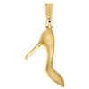 10K Yellow Gold Ladies Diamond 3D High Heel Shoe Pendant 1.30" Charm 0.07 CT.