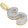 10K Yellow Gold Roumd Diamond S Initial Bubble Pendant Pave Dome Charm 0.36 CT.