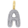 10K Yellow Gold Roumd Diamond A Initial Bubble Pendant Pave Dome Charm 0.36 CT.