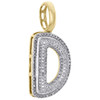 10K Yellow Gold Roumd Diamond D Initial Bubble Pendant Pave Dome Charm 0.35 CT.