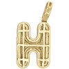 10K Yellow Gold Roumd Diamond H Initial Bubble Pendant Pave Dome Charm 0.38 CT.