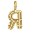 10K Yellow Gold Roumd Diamond R Initial Bubble Pendant Pave Dome Charm 0.35 CT.