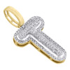 10K Yellow Gold Roumd Diamond T Initial Bubble Pendant Pave Dome Charm 0.25 CT.