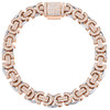 bracciale in oro rosa/bianco 10k, maglia bizantina, chiusura a scatola da 9,50 mm, 4,80 ct.