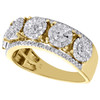 10K Yellow Gold Mens Miracle Set Diamond Wedding Band 10.25mm Cluster Ring 1 CT.