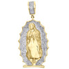 10K Yellow Gold Miraculous Virgin Mary Diamond Pendant 1.85" Pave Charm  0.42 CT