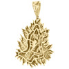 10K Yellow Gold Mens Diamond Praying Hands Pendant 1.85" Fire Flame Charm 2 CT.