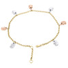 10K Multi Tone Gold 2.50mm Roloe Link Elephant Anklet / Bracelet Extension 10"