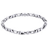 10K White Gold 4.40mm Diamond Fancy Link 3D Bracelet 8.50" Bezel Set 1.60 CT.