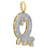 10K Yellow Gold Diamond Q Initial Bubble Drip Pendant Pave Dome Charm 0.60 CT.