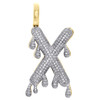 10K Yellow Gold Diamond X Initial Bubble Drip Pendant Pave Dome Charm 0.61 CT.