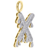 10K Yellow Gold Diamond X Initial Bubble Drip Pendant Pave Dome Charm 0.61 CT.