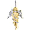 10K Yellow Gold Genuine Diamond Mens Mini Angel Pendant Charm Pave 1 Ct. (1.85")