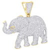 10K Yellow Gold Real Diamond Elephant / Trunk Pendant 1.40" Pave Charm 2.75 CT.