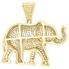 10K Yellow Gold Real Diamond Elephant / Trunk Pendant 1.40" Pave Charm 2.75 CT.