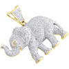 10K Yellow Gold Real Diamond Elephant / Trunk Pendant 1.40" Pave Charm 2.75 CT.