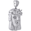 Genuine Pave Diamond Jesus Piece Charm 10K White Gold 2.41" Pendant 3.70 Ct.