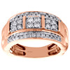 10K Rose Gold Round Diamond Domed Mens Statement Pinky Ring Wedding Band 1 CT.