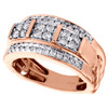 10K Rose Gold Round Diamond Domed Mens Statement Pinky Ring Wedding Band 1 CT.