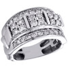 10K White Gold Round Diamond Domed Mens Statement Pinky Ring Wedding Band 2 CT.