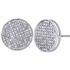 10K White Gold Round Cut Diamond Large Circle Pave Stud 14mm Mens Earrings 1 Ct