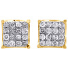 10K Yellow Gold Round Diamond Small 4 Prong Square Studs 3D Earrings 0.50 CT.