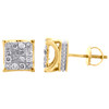 10K Yellow Gold Round Diamond Small 4 Prong Square Studs 3D Earrings 0.50 CT.