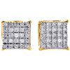 10K Yellow Gold Round Diamond Basket Small 4 Prong Square Stud Earrings 0.15 CT.