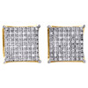 10K Yellow Gold Round Diamond 10.25mm 3D 4 Prong Square Stud Earrings 0.35 CT.