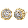 10K Yellow Gold Round Diamond Cluster Halo Circle Flower Stud Earrings 0.50 CT.