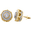 10K Yellow Gold Round Diamond Cluster Halo Circle Flower Stud Earrings 0.50 CT.
