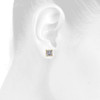10K Yellow Gold Round Diamond Mini Square 4 Prong Stud 3D Earrings 0.25 CT.