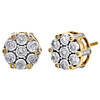 10K Yellow Gold Miracle Set Round Diamond Flower Stud Circle Earrings 0.50 CT.