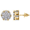 10K Yellow Gold Miracle Set Round Diamond Flower Stud Circle Earrings 0.50 CT.