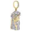 mini-Jesus-Gesichtsstück-Anhänger aus 10-karätigem Gelbgold mit Diamanten, 3,3 cm, Pavé-Charm, 0,75 ct.