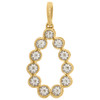 10K Yellow Gold Diamond Flower Halo Teardrop Pendant Cut Out Charm 1.05" 0.50 CT